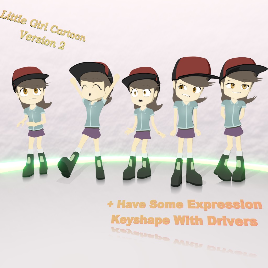 Little Girl Cartoon Character Version 2 preview image 3